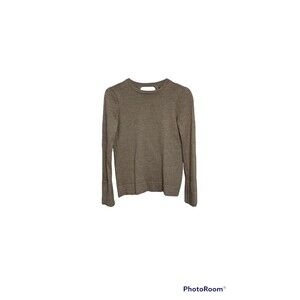 Womens bcbgmaxazria tan open back 100% merino wool sweater winter cozy casual